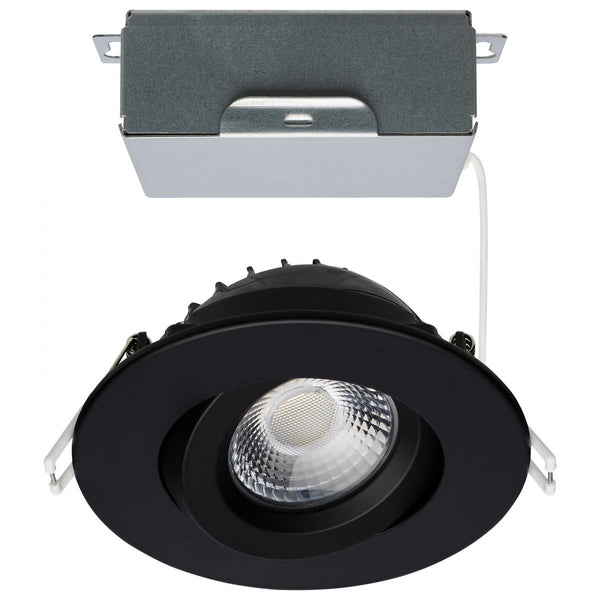Black 12 Watt LED Direct Wire Downlight; Gimbaled; 4 Inch; CCT Selectable - Green Lighting Wholesale, INC
