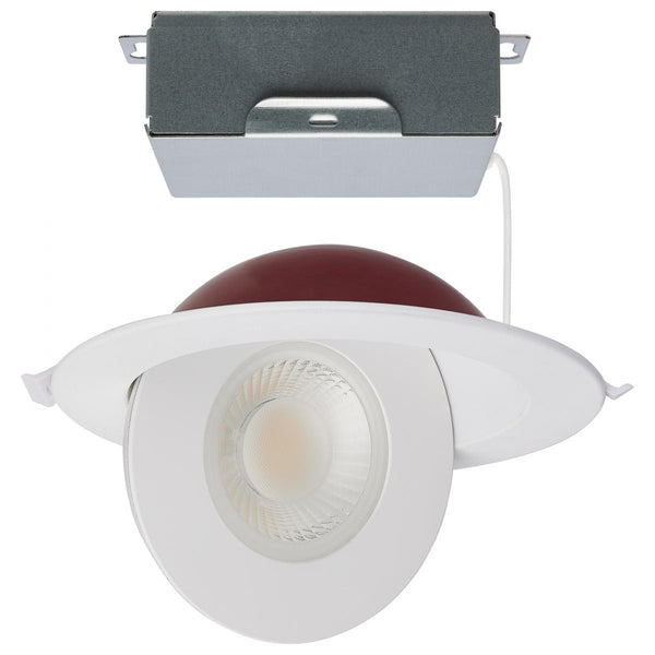 Fire Rated; 6 Inch Direct Wire Directional Downlight; Round Shape; White Finish; CCT Selectable