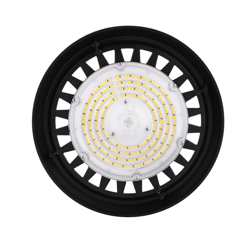 LED Round High Bay, 100W, 5000K, 120-277V, 0-10V Dimming, Black - Green Lighting Wholesale