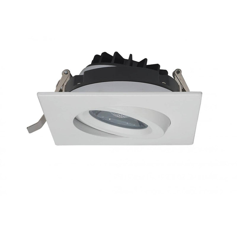 12 watt LED Direct Wire Downlight; Gimbaled; 4 inch; 3000K; 120 volt; Dimmable; Square; Remote Driver; White - Green Lighting Wholesale