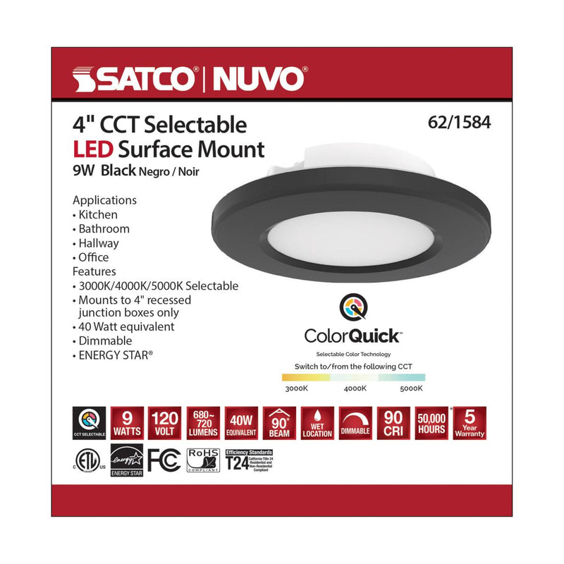 4 inch; LED Surface Mount Fixture; CCT Selectable 3K/4K/5K