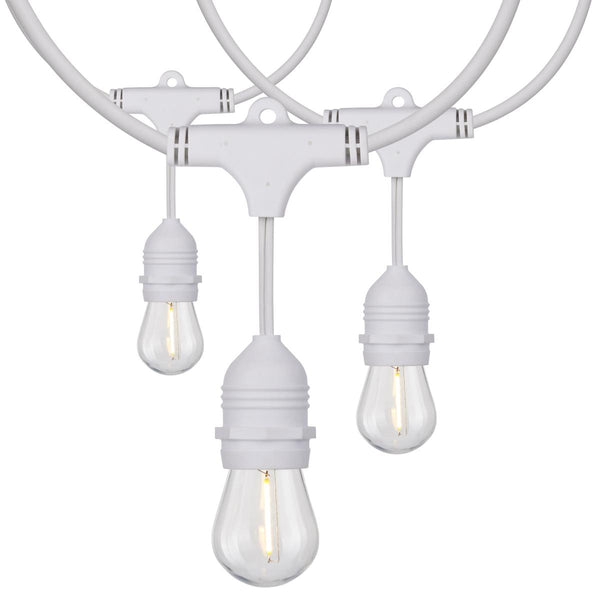 24Ft; LED String Light; Includes 12-S14 bulbs; 2200K; White Cord - Green Lighting Wholesale