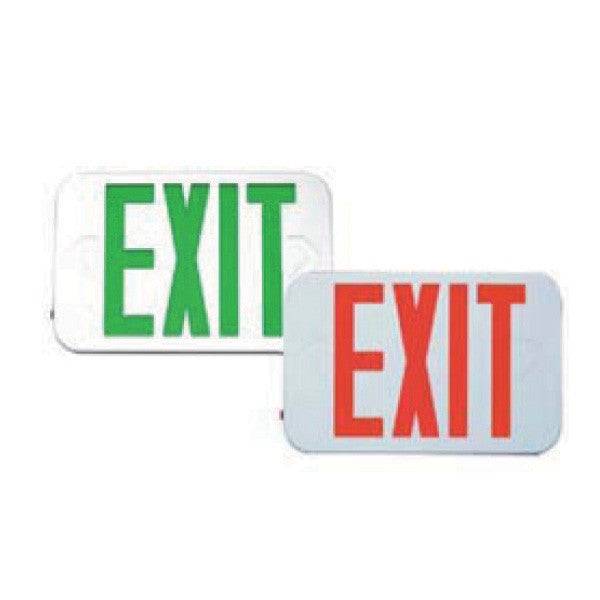 Led Exit Sign Red Letters White Housing Battery Back Up - Green Lighting Wholesale