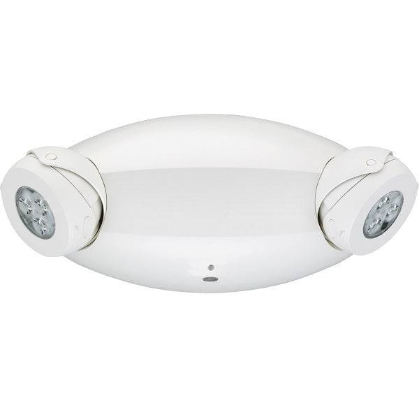 White Emergency Light - 2 Adjustable Lamp Heads - Battery Backup - Self-Diagnostic - Green Lighting Wholesale