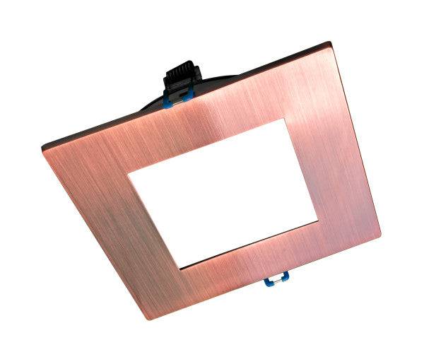 6 in. Square Aged Copper Flat Panel LED Downlight in 4000K - Green Lighting Wholesale
