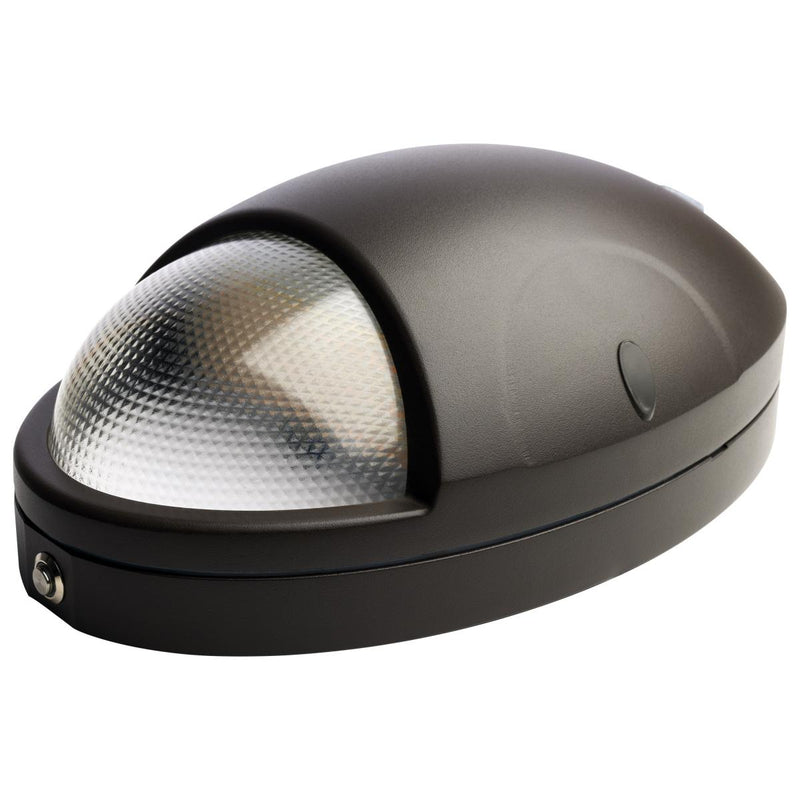 Oval Small Emergency Wall Pack; LED; CCT Selectable; Photocell; Bronze Finish - Green Lighting Wholesale, INC