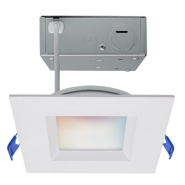 4 Inch Square 9 Watt; LED Direct Wire; Low Profile Regress Baffle Downlight; ; Starfish IOT; Tunable White and RGB; 120 Volt; 90 CRI - Green Lighting Wholesale