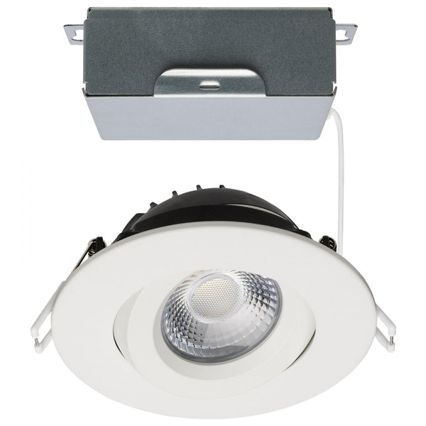 White 12 Watt LED Direct Wire Downlight; Gimbaled; 4 Inch; CCT Selectable - Green Lighting Wholesale, INC