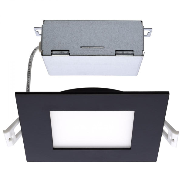 Black Square 10 Watt LED Low Profile Downlight; 4 Inch; CCT Selectable - Green Lighting Wholesale, INC