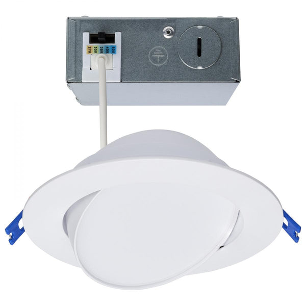 14 Watt; 6"; Directional Low-Profile Downlight; CCT Selectable; 120 Volt; White Finish - Green Lighting Wholesale, INC