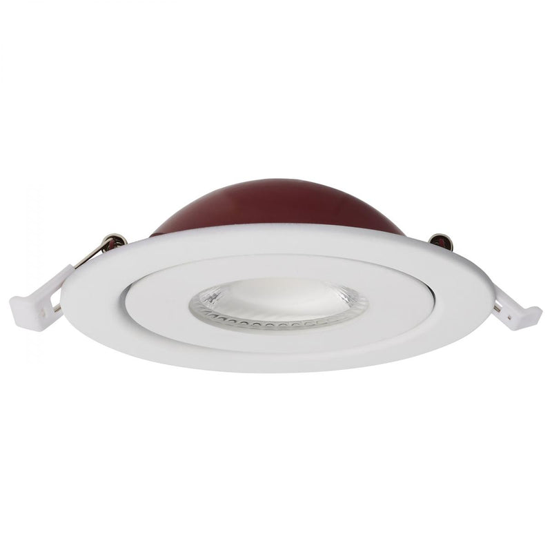 Fire Rated; 4 Inch Direct Wire Directional Downlight; Round Shape; White Finish; CCT Selectable - Green Lighting Wholesale, INC