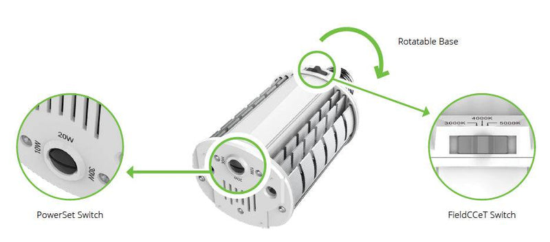 LED HID Replacement Wallpack Lamp 20/10/5W 3000/1500/750LM 80CRI 30/40/50K 120-277V E26 - Green Lighting Wholesale