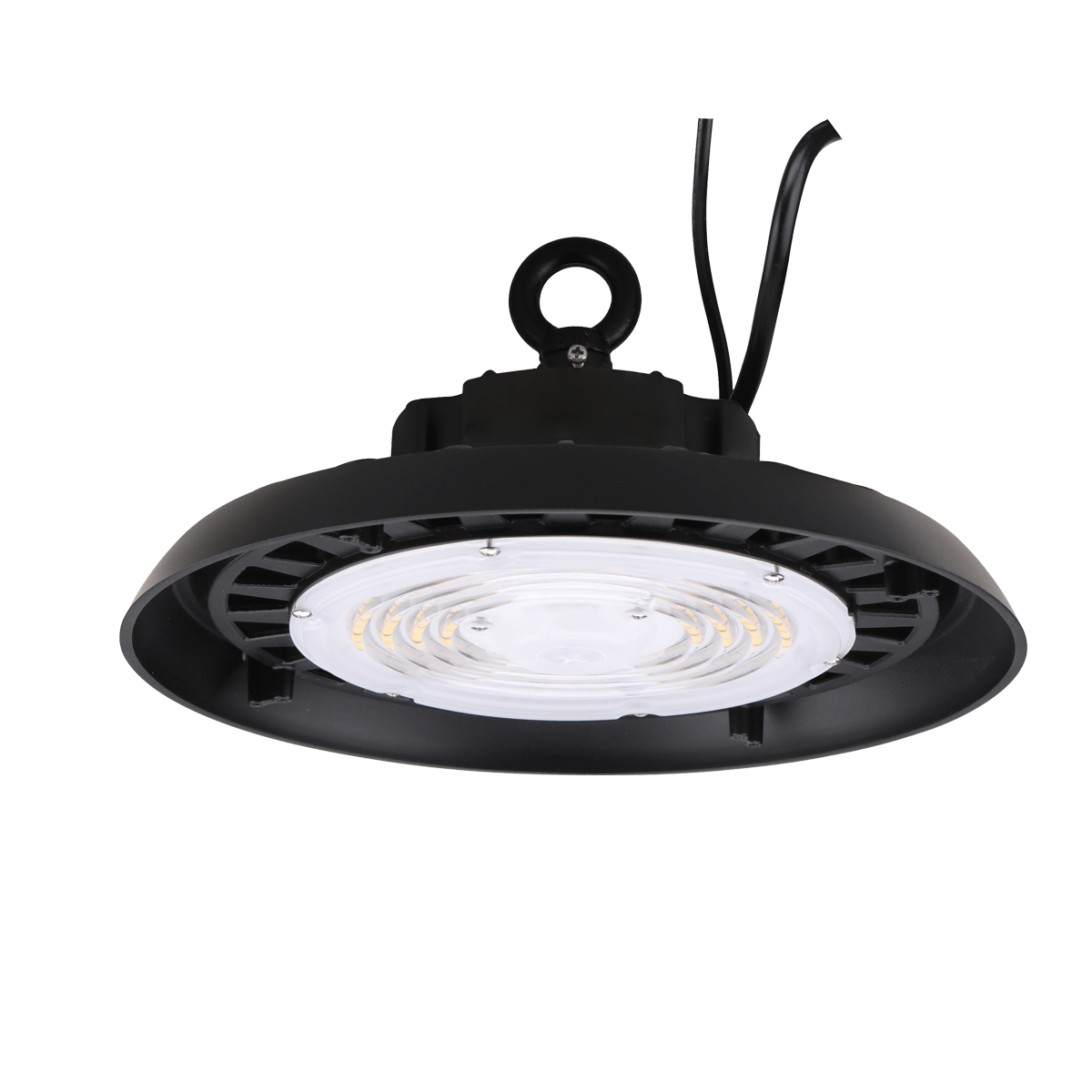 LED Round High Bay, 100W, 5000K, 120-277V, 0-10V Dimming, Black - Green Lighting Wholesale