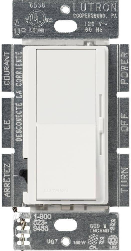 Lutron Diva LED+ Dimmer Switch, 150-Watt/Single-Pole or 3-Way in White - Green Lighting Wholesale, INC