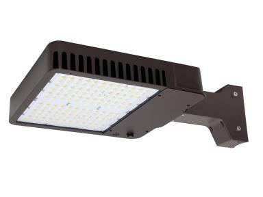 Slim Area Light-200W, 120-277V, TYPE 3, CCT Select 3/4/5K, BRONZE, STRAIGHT ARM - Green Lighting Wholesale, INC