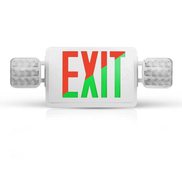 LED Selectable Letter Color Emergency Exit Sign Combo - Green Lighting Wholesale, INC