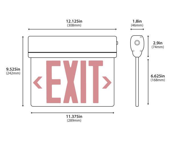 Edge-Lit LED Emergency Exit Sign, Clear with Red Lettering - Green Lighting Wholesale, INC