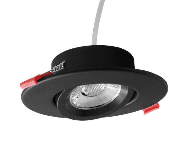 4-inch Black Selectable Canless Adjustable Gimbal LED Recessed Downlight - Green Lighting Wholesale