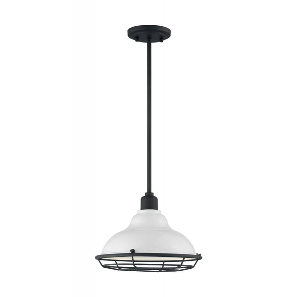 Newbridge - 1 Light Pendant with- Gloss White and Black Accents Finish - Green Lighting Wholesale, INC