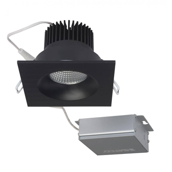 12 watt LED Direct Wire Downlight; 3.5 inch; 3000K; 120 volt; Dimmable; Square; Remote Driver; Black - Green Lighting Wholesale