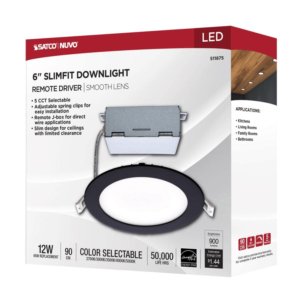 Black 12 Watt; LED Direct Wire Downlight; | Green Lighting Wholesale