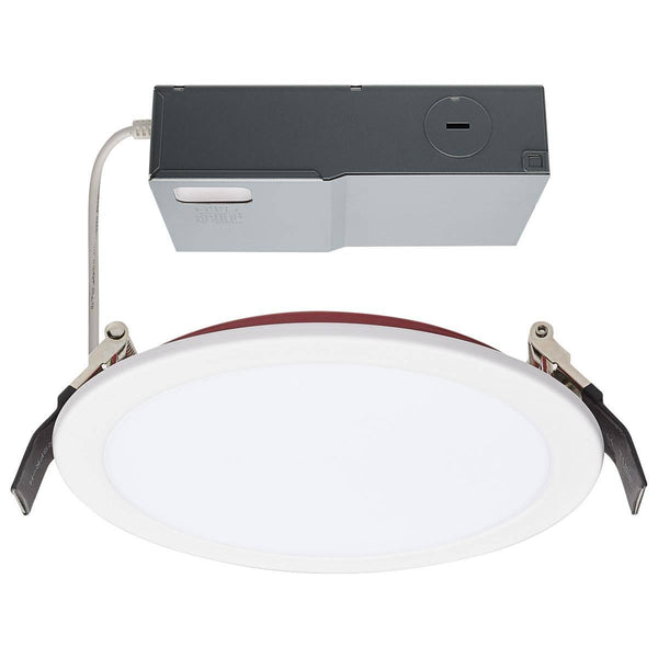 Fire Rated 6 Inch Direct Wire Downlight; Round Shape; White Finish; CCT Selectable
