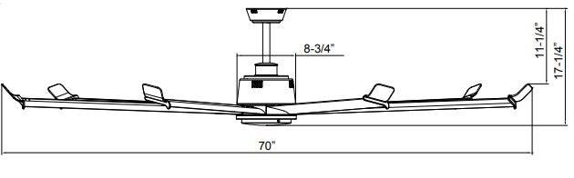 Black Arctic III 68" 8 Blade Indoor / Outdoor Ceiling Fan with Wall Control - Green Lighting Wholesale, INC