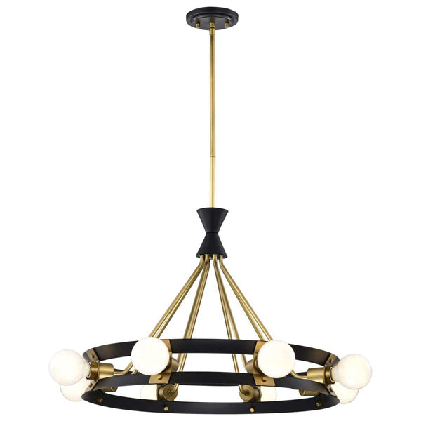 Marsden 8 Light Chandelier; Matte Black and Natural Brass Finish - Green Lighting Wholesale, INC