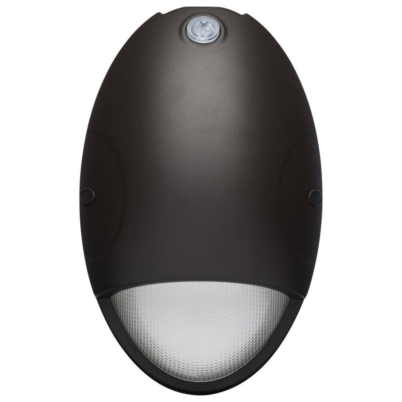 Oval Small Emergency Wall Pack; LED; CCT Selectable; Photocell; Bronze Finish - Green Lighting Wholesale, INC