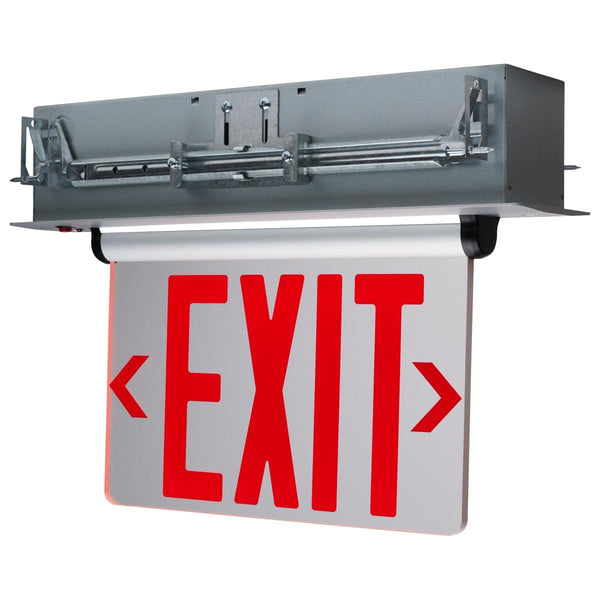 Red Edge Lit LED Exit Sign; 3.14 Watts; Single Face; 120V/277 Volt; Clear Finish - Green Lighting Wholesale