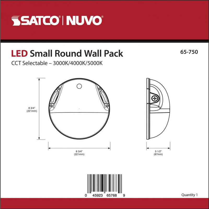 Black LED Small Round Wall Pack; 20W; CCT Selectable; Photocell - Green Lighting Wholesale, INC