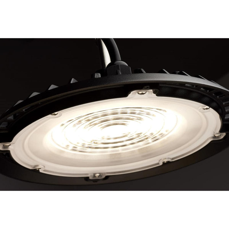 80 Watt; Hi-Pro Shop Light with Plug; 8" Dia.; 5000K; Black Finish; 120 Volt - Green Lighting Wholesale