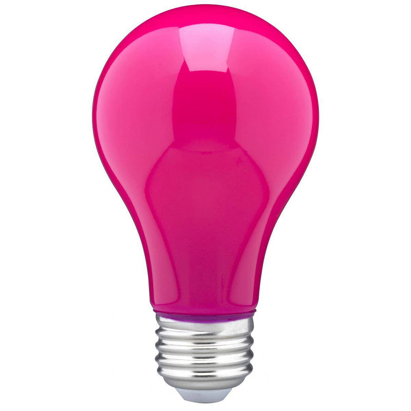 LED Pink 8 Watt A19 LED-Medium Base - Green Lighting Wholesale, INC
