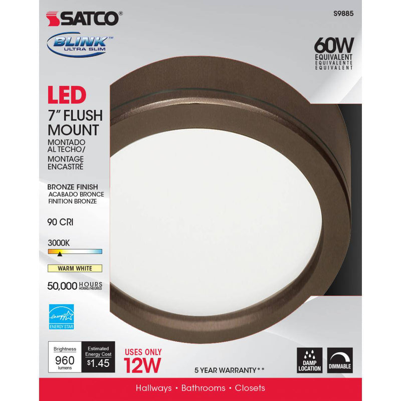 7" Surface Mount LED - 3000K- Bronze Finish - Green Lighting Wholesale, INC