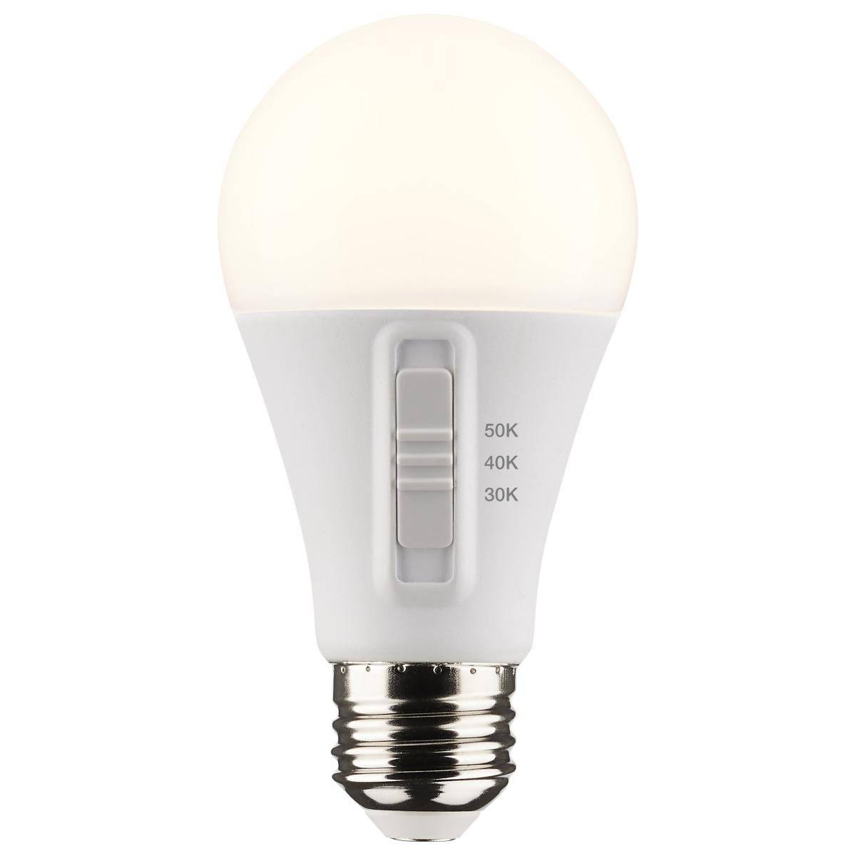 14 Watt LED A19; CCT Selectable; White Finish; 90 CRI - Green Lighting Wholesale, INC