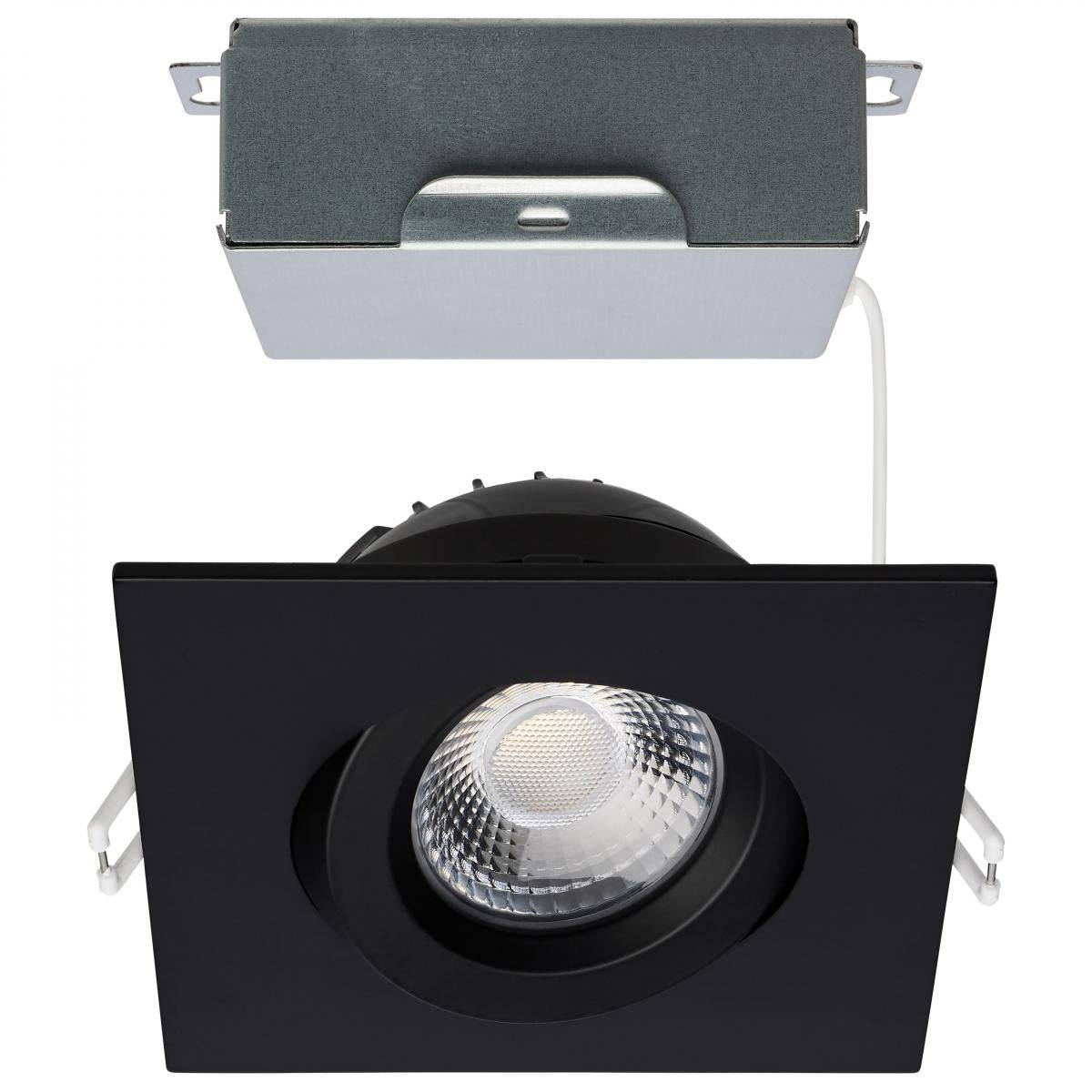 12 Watt LED Direct Wire Downlight; Gimbaled; 4 Inch; CCT Selectable; Square - Green Lighting Wholesale, INC