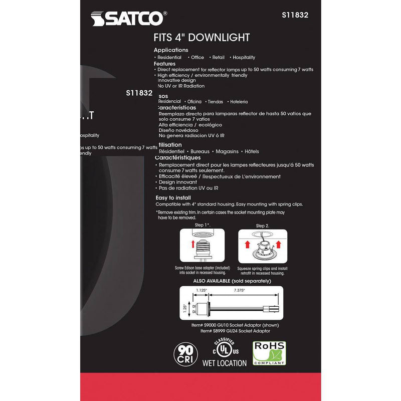 Black 7 Watt; LED Downlight Retrofit; 4 Inch; CCT Selectable - Green Lighting Wholesale, INC