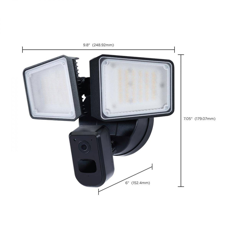 Black 36 Watt Rectangular Outdoor SMART Security Light with Camera; Starfish Enabled - Green Lighting Wholesale, INC