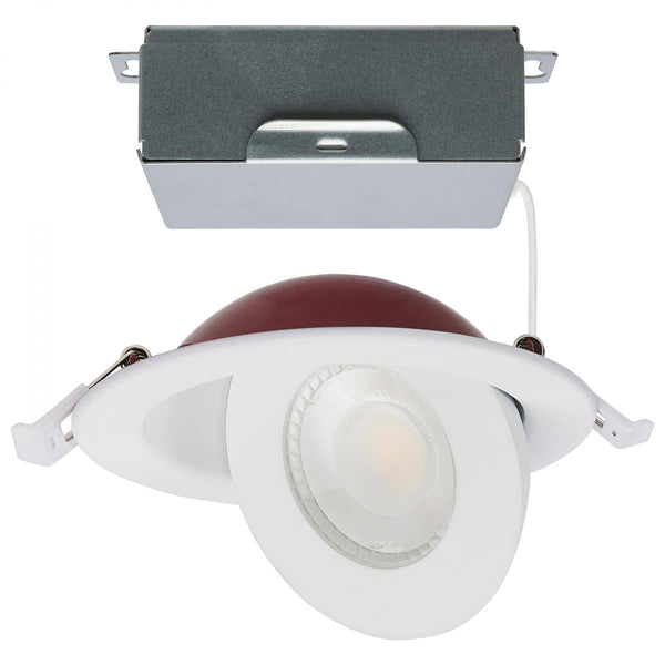 Fire Rated; 4 Inch Direct Wire Directional Downlight; Round Shape; White Finish; CCT Selectable - Green Lighting Wholesale, INC