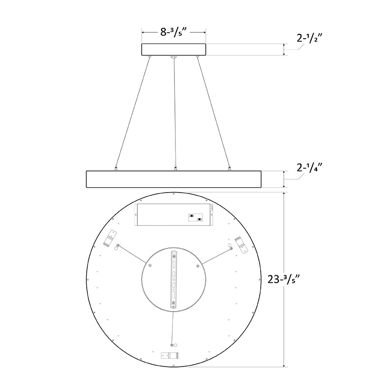 24 Inch LED Architectural Round Suspended Up/Down Panel 