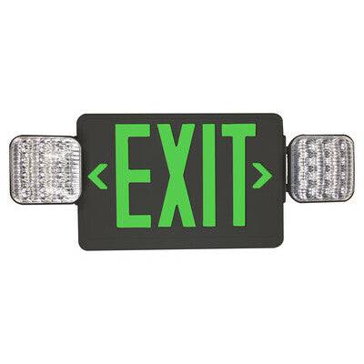 Exit Sign Green with Emergency Light Black Housing - Green Lighting Wholesale