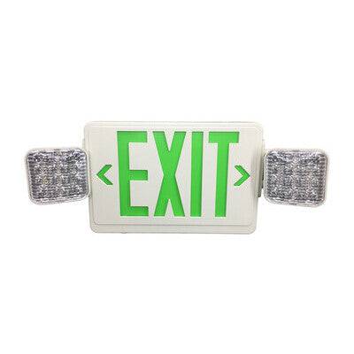 Exit Sign Green with Emergency Light White Housing - Green Lighting Wholesale