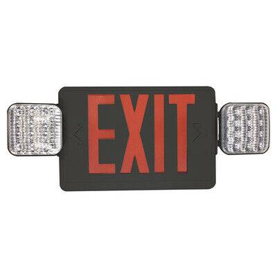 Exit Sign Red with Emergency Light Black Housing - Green Lighting Wholesale