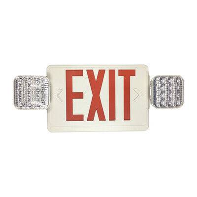 Exit Sign Red with Emergency Light White Housing - Green Lighting Wholesale