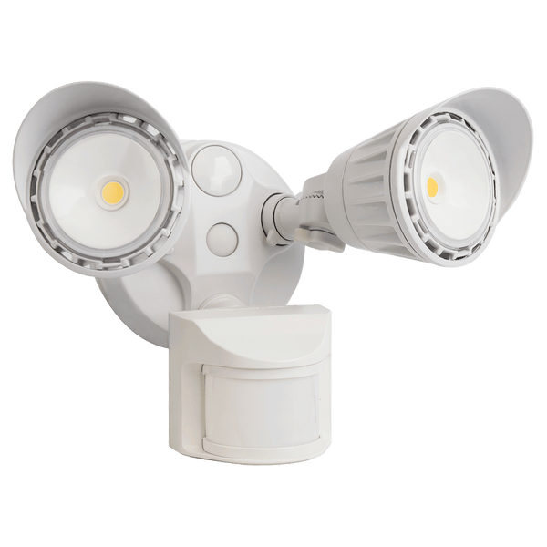 Security Light 2 Head 2000lm 20W 100lpw 80CRI 3000K 120-277V 180Deg Sensor White - Green Lighting Wholesale