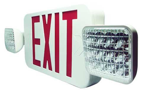 LED Exit Emergency Combo Unit, Red and White - Remote Capable - Green Lighting Wholesale
