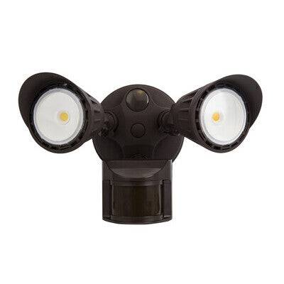 Security Light 2 Head 2000lm 20W >100lpw 80CRI 5000K 120-277V 180Deg Sensor Bronze - Green Lighting Wholesale