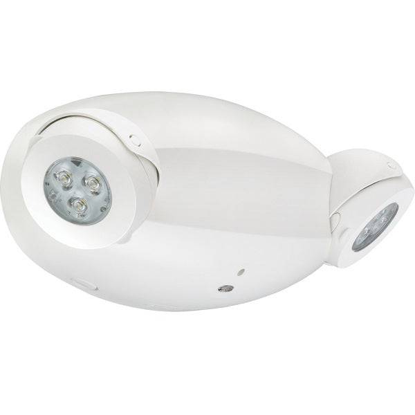 White Emergency Light - 2 Adjustable Lamp Heads - Battery Backup - Self-Diagnostic - Green Lighting Wholesale