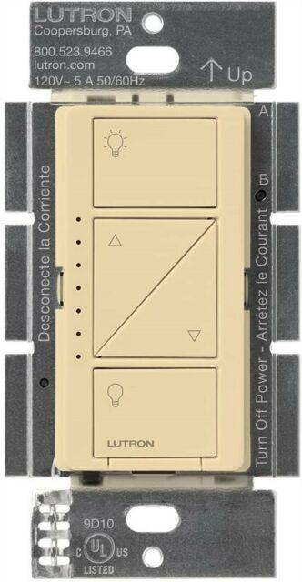 Lutron Caseta Wireless Smart Dimmer Switch for Wall & Ceiling Fan, PD-6WCL-LA, Light Almond - Green Lighting Wholesale
