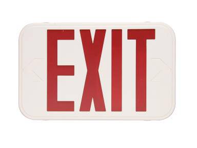 LED Exit Sign White and Red Letters with Battery Backup - Green Lighting Wholesale